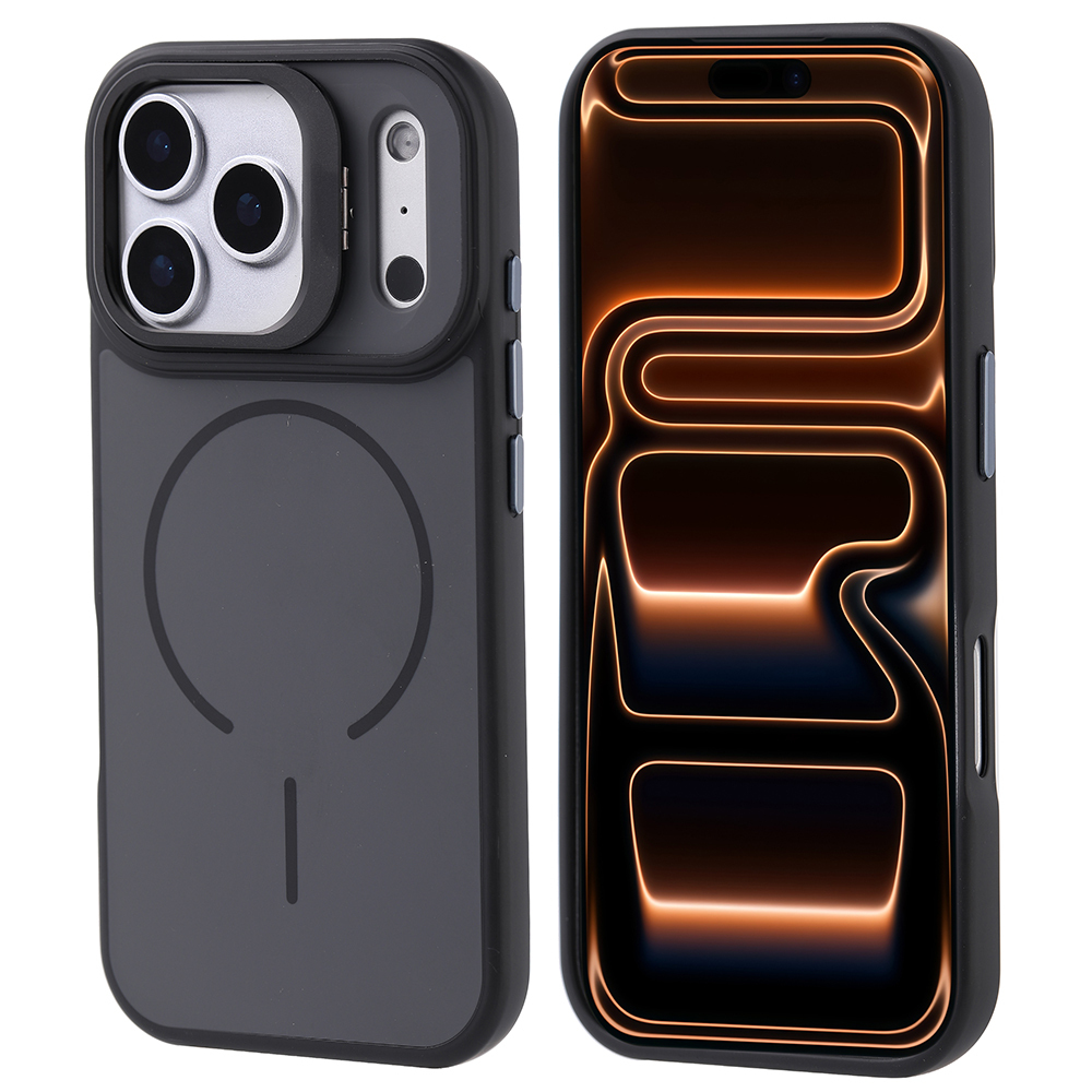 iPhone Uyumlu 17 Pro Max Kılıf M-safe Şarj Özellikli Kamera Standlı Zore Notron Kapak