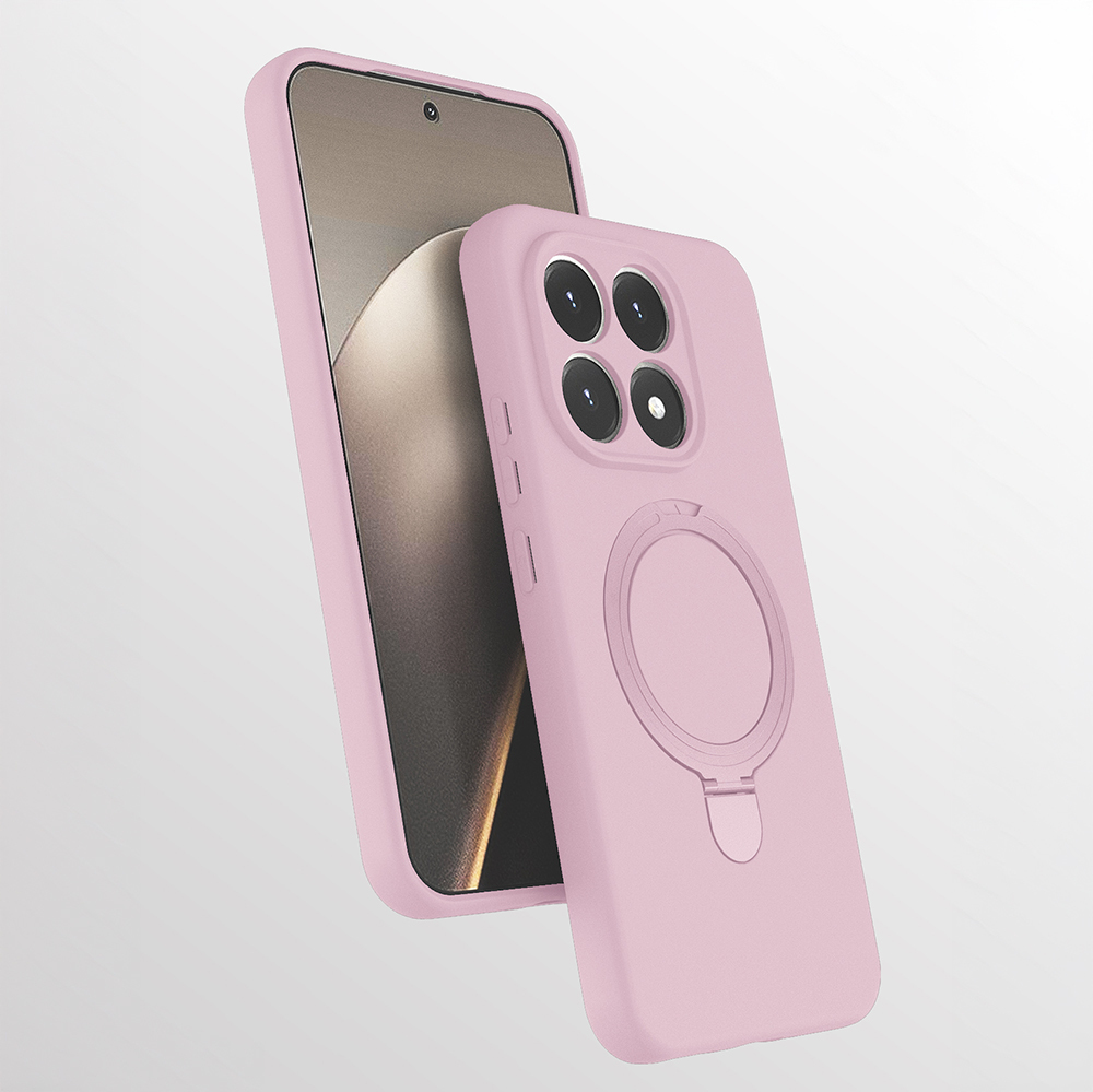 Xiaomi Uyumlu  15T Kılıf M-safe Şarj Özellikli Standlı Zore Samara Kapak-Pembe