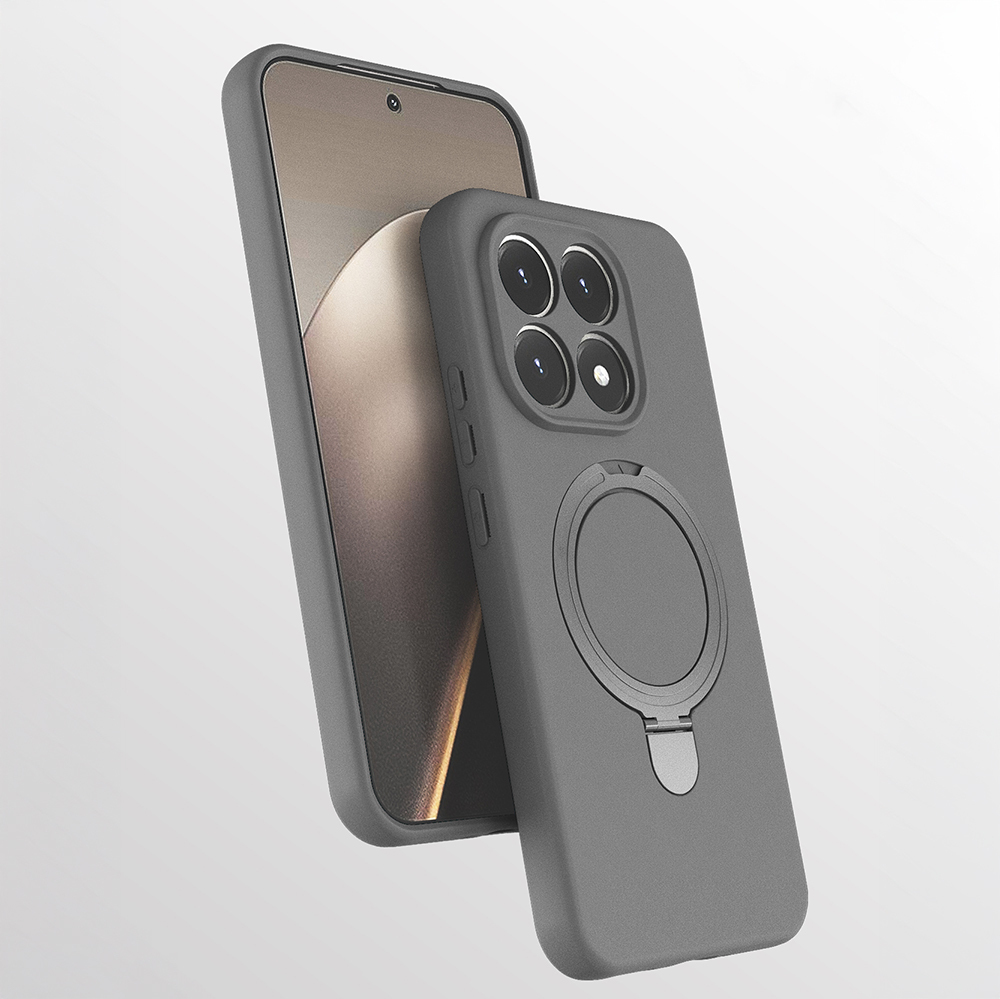 Xiaomi Uyumlu  15T Kılıf M-safe Şarj Özellikli Standlı Zore Samara Kapak-Titanyum-gri