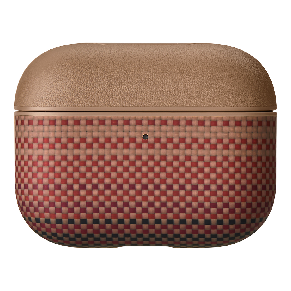 Airpods Uyumlu Pro 3 Kılıf Aramid Fiber Pitaka Tactile Woven Sunset-Moonrise Serisi Kapak-Kahverengi