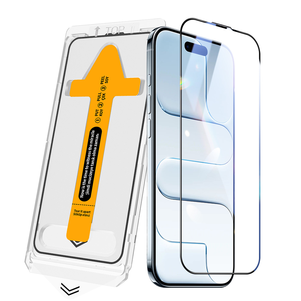 iPhone Uyumlu 17 Air Zore 2.5D Oliv HD Temperli Cam Ekran Koruyucu + Kolay Uygulama Aparatı