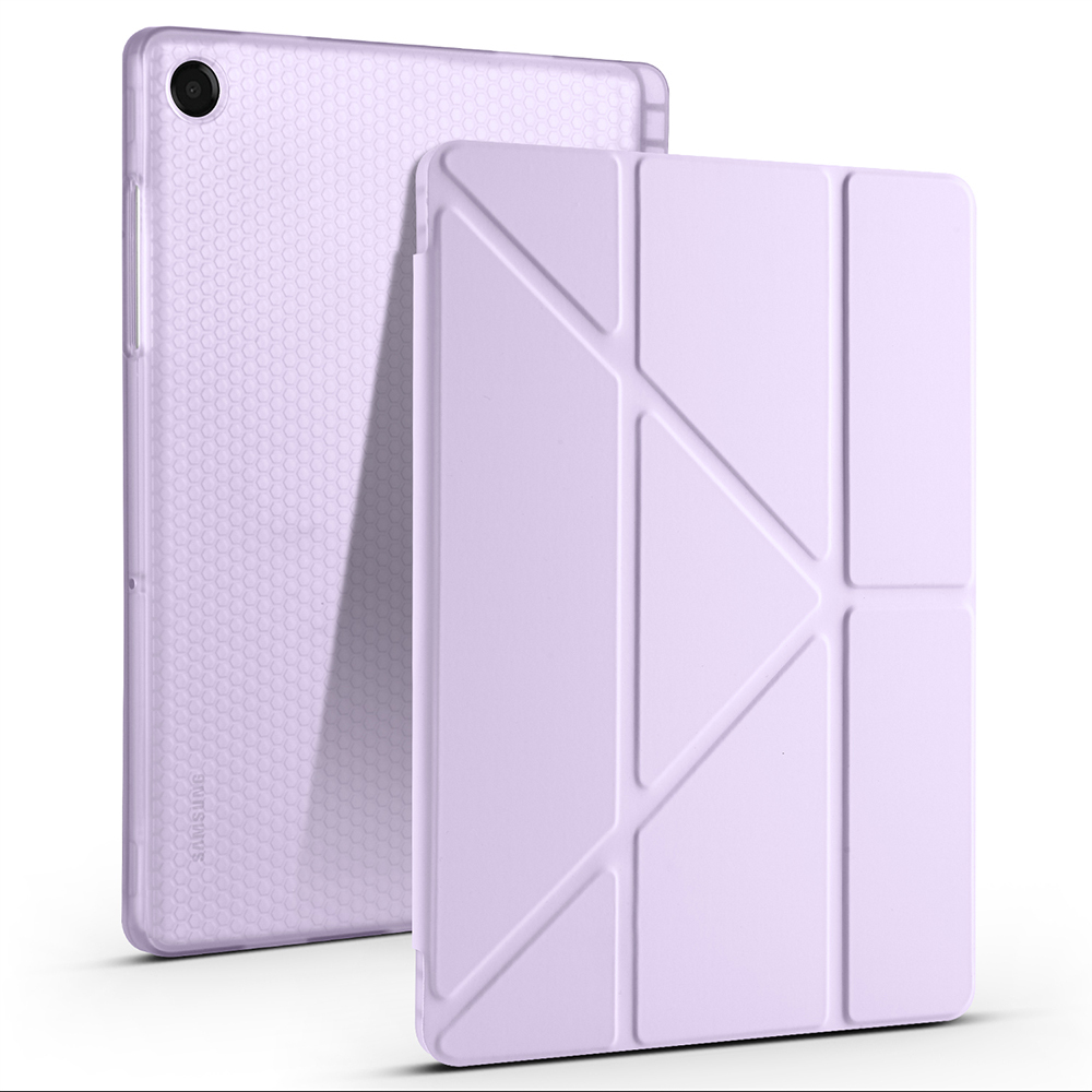 Galaxy Uyumlu Tab A11 Plus Kılıf Zore Tri Folding Kalem Bölmeli Standlı Kılıf-Lila