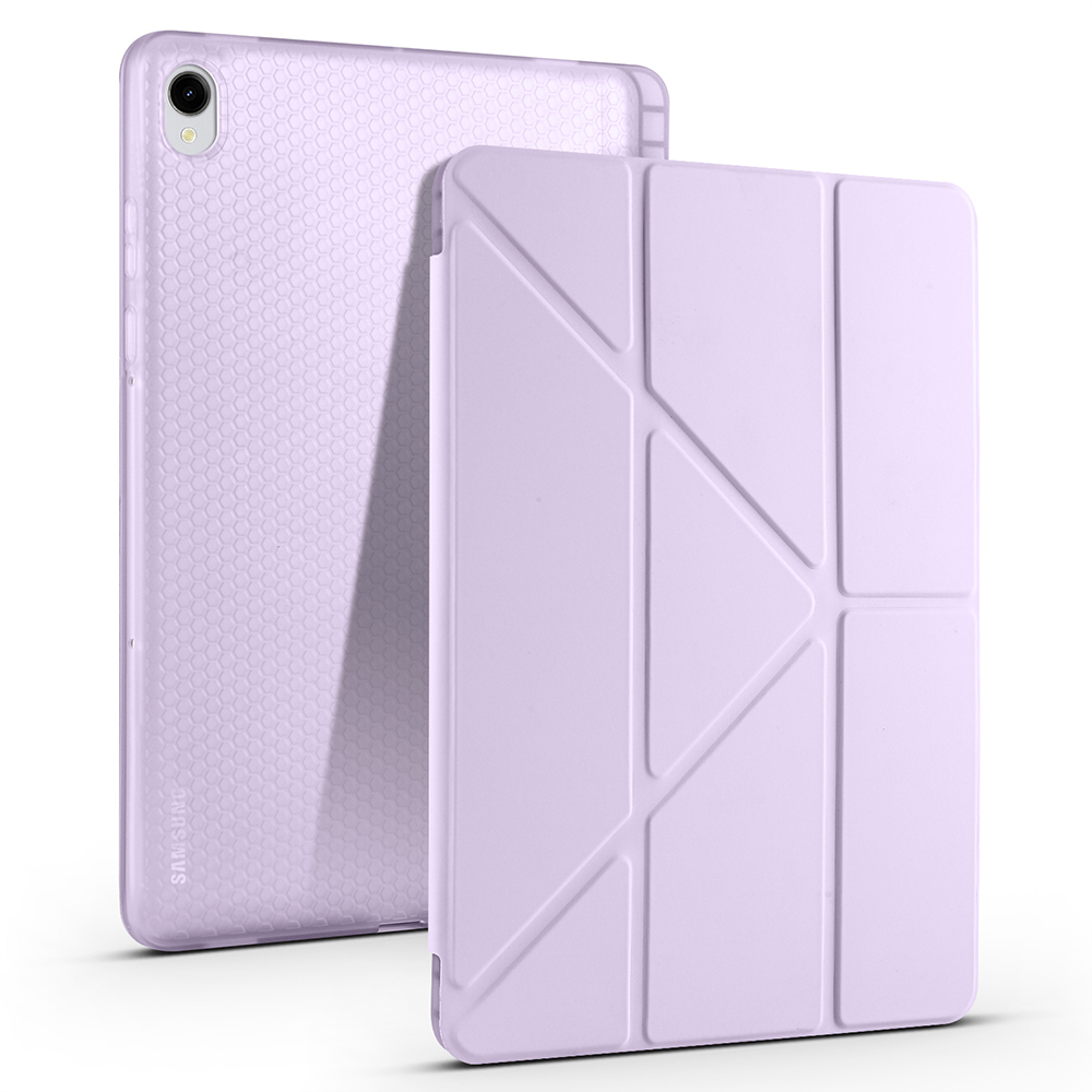 Galaxy Uyumlu Tab S11 Kılıf Zore Tri Folding Kalem Bölmeli Standlı Kılıf-Lila
