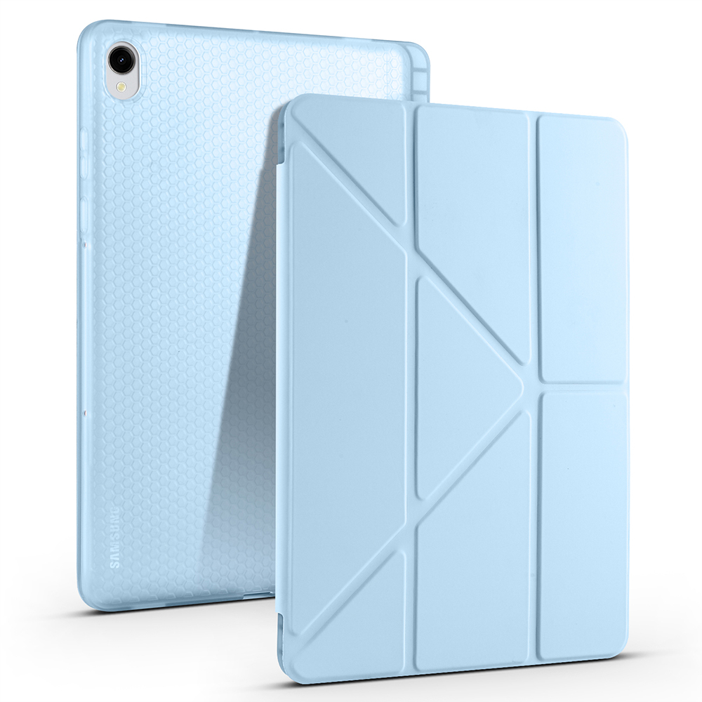 Galaxy Uyumlu Tab S11 Kılıf Zore Tri Folding Kalem Bölmeli Standlı Kılıf-Mavi