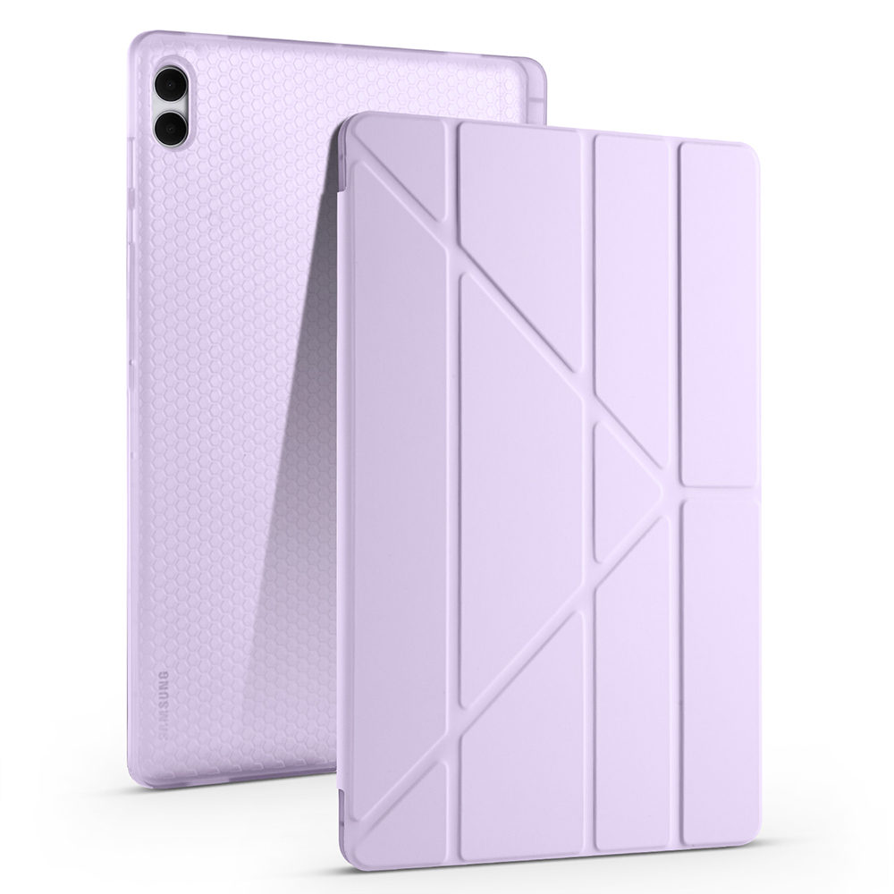 Galaxy Uyumlu Tab S11 Ultra Kılıf Zore Tri Folding Kalem Bölmeli Standlı Kılıf-Lila