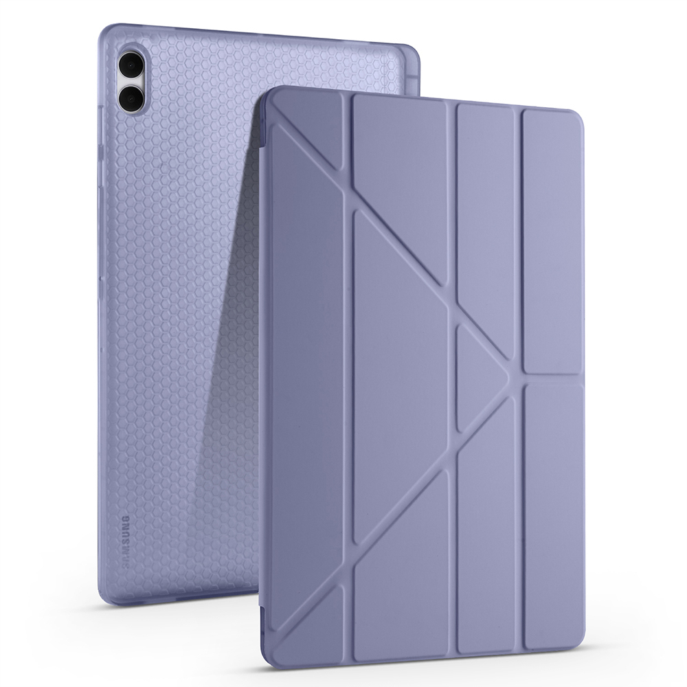 Galaxy Uyumlu Tab S11 Ultra Kılıf Zore Tri Folding Kalem Bölmeli Standlı Kılıf-Mor