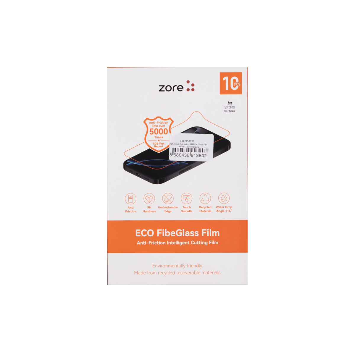Zore High Wear Resistance 8H Fibe Glass Film 196mm x 125mm 10 Adet