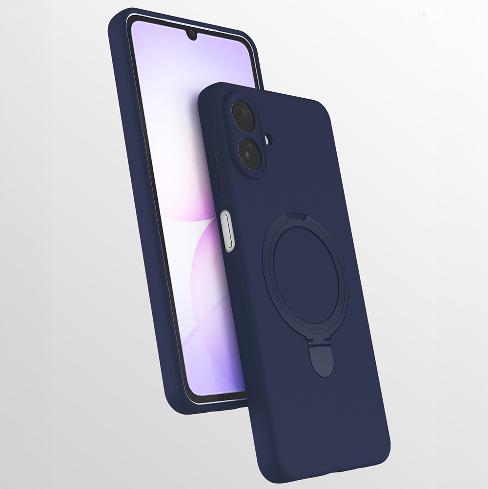 Galaxy Uyumlu A07 Kılıf M-safe Şarj Özellikli Standlı Zore Samara Kapak-Lacivert