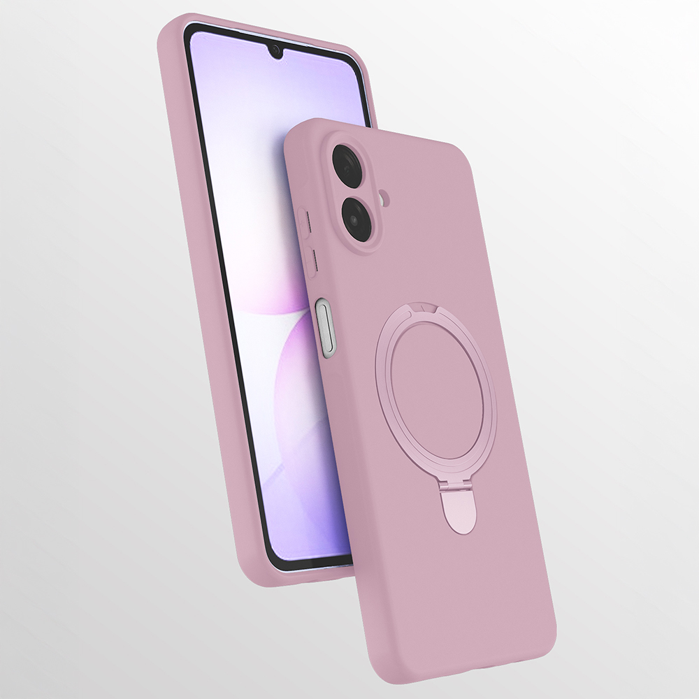 Galaxy Uyumlu A07 Kılıf M-safe Şarj Özellikli Standlı Zore Samara Kapak-Pembe