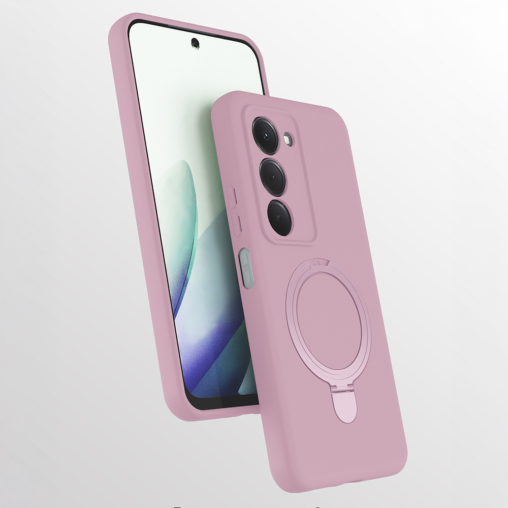 Xiaomi Uyumlu  Redmi 15 Kılıf M-safe Şarj Özellikli Standlı Zore Samara Kapak-Pembe