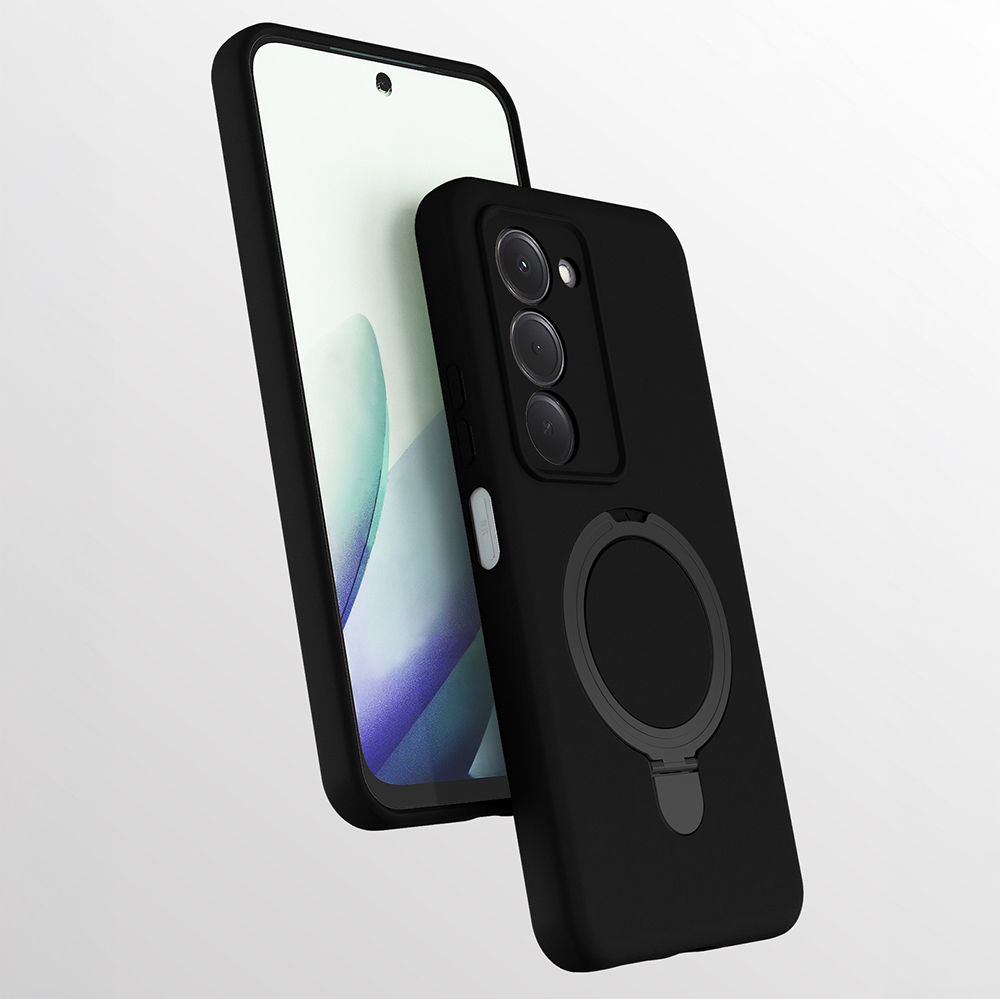 Xiaomi Uyumlu  Redmi 15 Kılıf M-safe Şarj Özellikli Standlı Zore Samara Kapak-Siyah