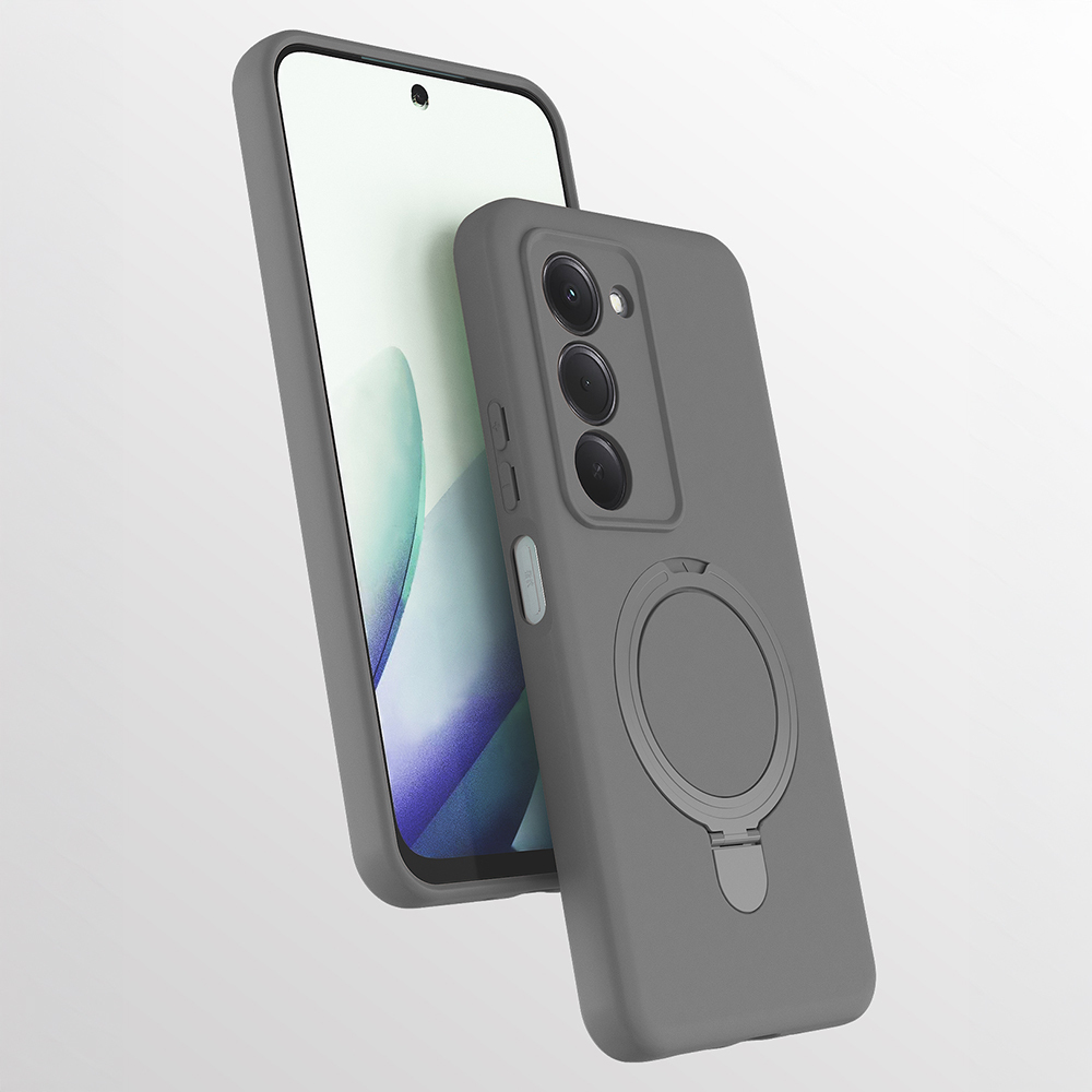 Xiaomi Uyumlu  Redmi 15 Kılıf M-safe Şarj Özellikli Standlı Zore Samara Kapak-Titanyum-gri