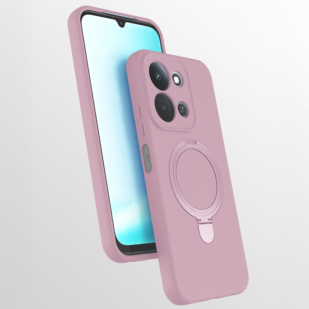 Xiaomi Uyumlu  Redmi 15C Kılıf M-safe Şarj Özellikli Standlı Zore Samara Kapak-Pembe