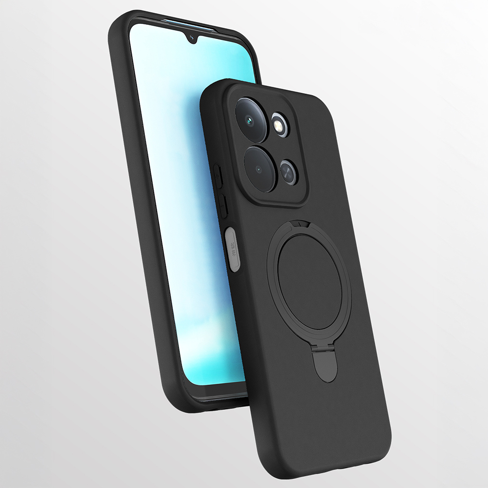 Xiaomi Uyumlu  Redmi 15C Kılıf M-safe Şarj Özellikli Standlı Zore Samara Kapak-Siyah