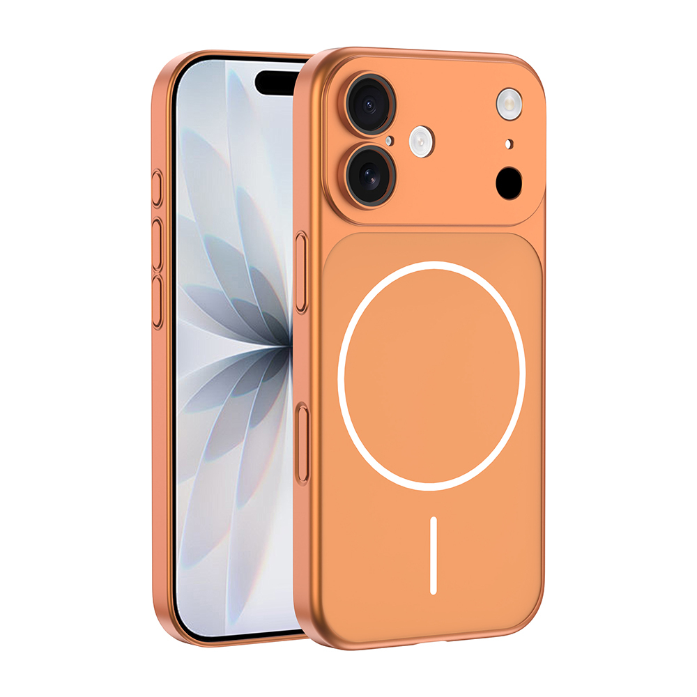 iPhone Uyumlu 16 Kılıf Zore M-Safe Şarj Özellikli Kamera Korumalı Spark Kapak-Turuncu
