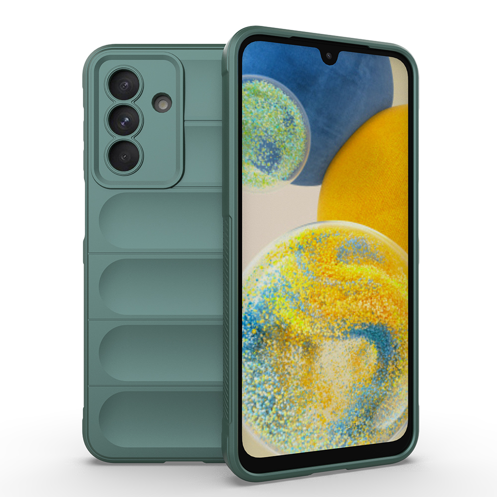 Galaxy Uyumlu A26 Kılıf Esnek TPU Oyuklu Arka Yüzey Tasarımlı Zore Etnik Silikon Kapak-Koyu yeşil