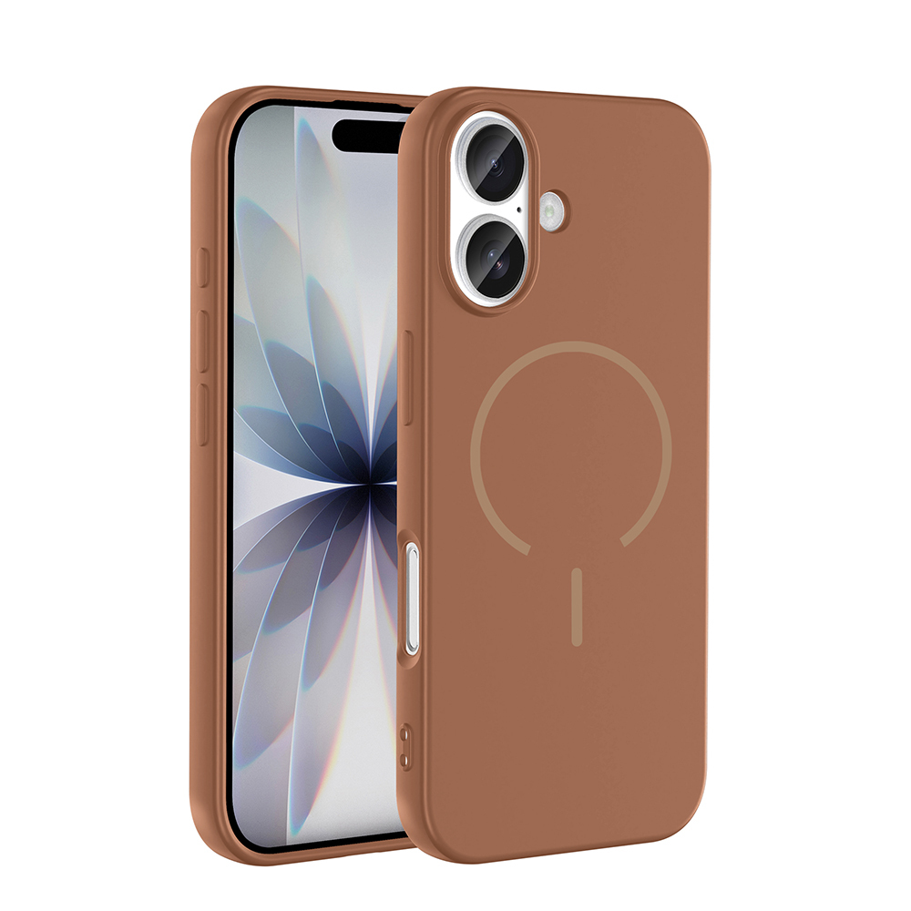 iPhone Uyumlu 17 Kılıf M-safe Şarj Özellikli Zore Meta Kapak-Kahverengi