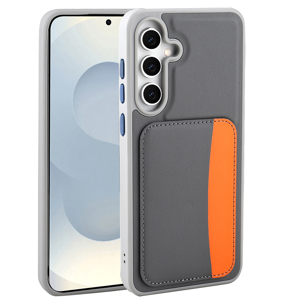 Galaxy Uyumlu A36 Kılıf Kartlıklı Zore X-Kart Silikon Kapak-Koyu gri