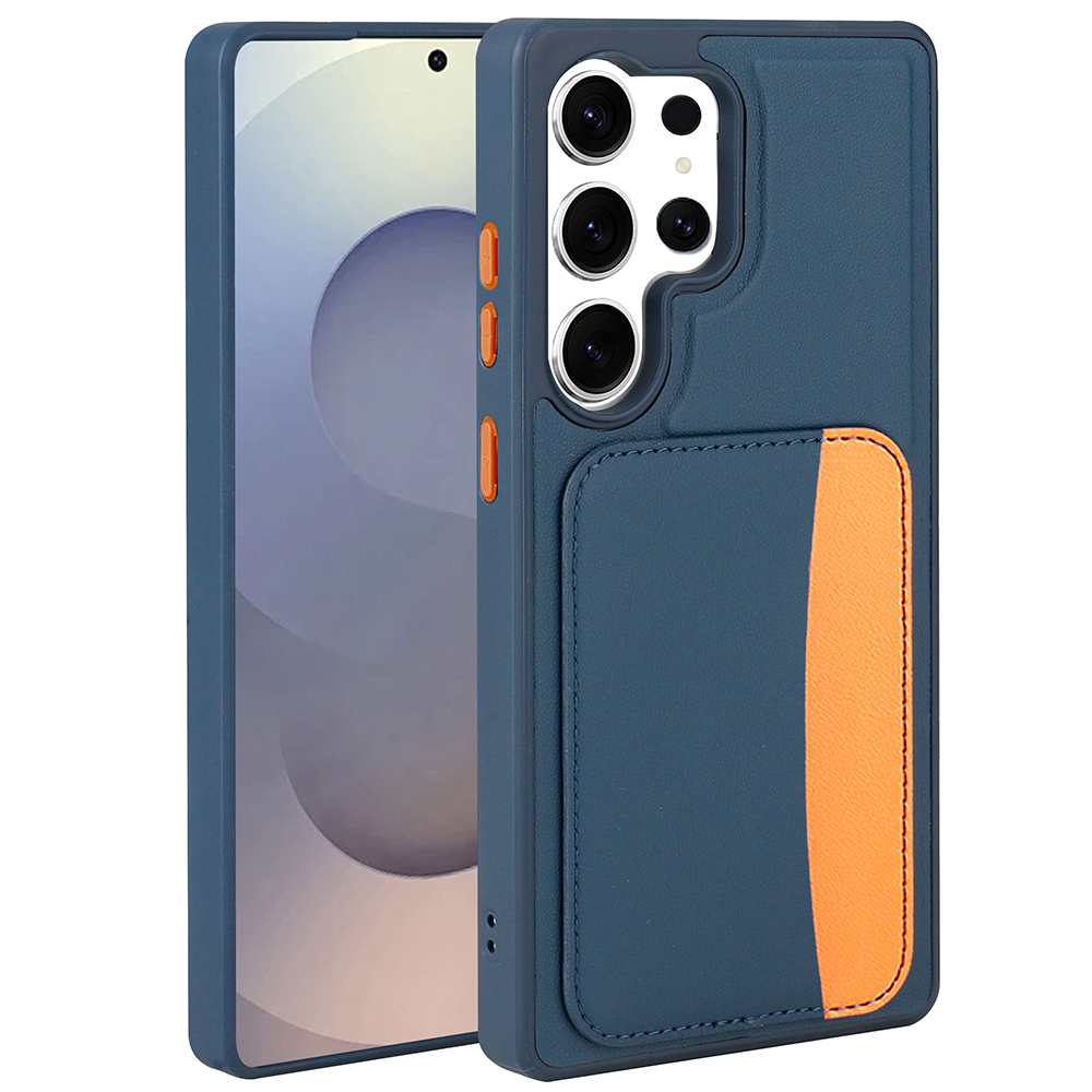 Galaxy Uyumlu S24 Ultra Kılıf Kartlıklı Zore X-Kart Silikon Kapak-Lacivert