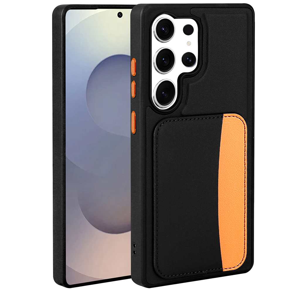 Galaxy Uyumlu S24 Ultra Kılıf Kartlıklı Zore X-Kart Silikon Kapak-Siyah