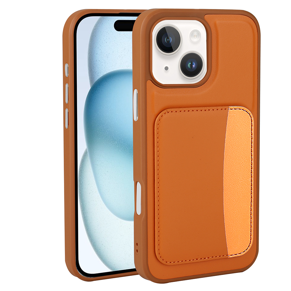 iPhone Uyumlu 13 Kılıf Kartlıklı Zore X-Kart Silikon Kapak-Turuncu