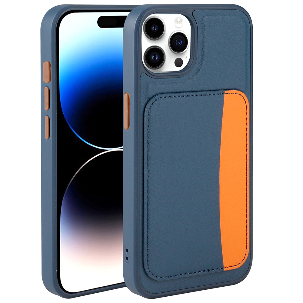 iPhone Uyumlu 15 Pro Max Kılıf Kartlıklı Zore X-Kart Silikon Kapak-Lacivert