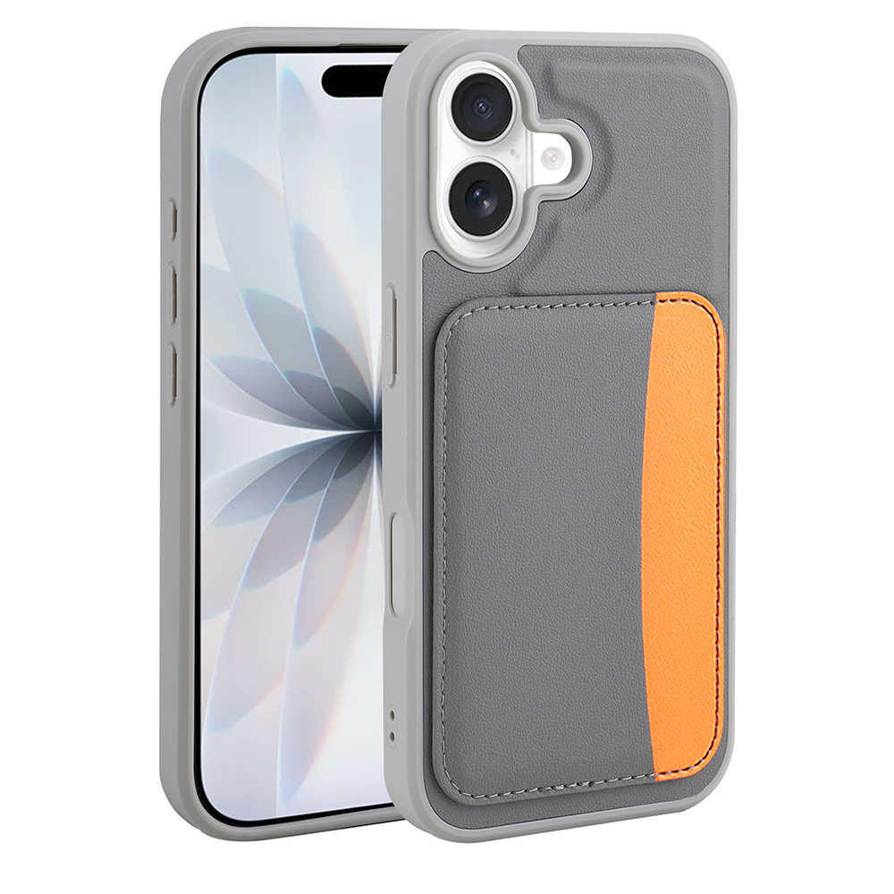 iPhone Uyumlu 16 Kılıf Kartlıklı Zore X-Kart Silikon Kapak-Koyu gri