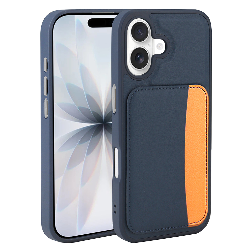 iPhone Uyumlu 16 Kılıf Kartlıklı Zore X-Kart Silikon Kapak-Lacivert