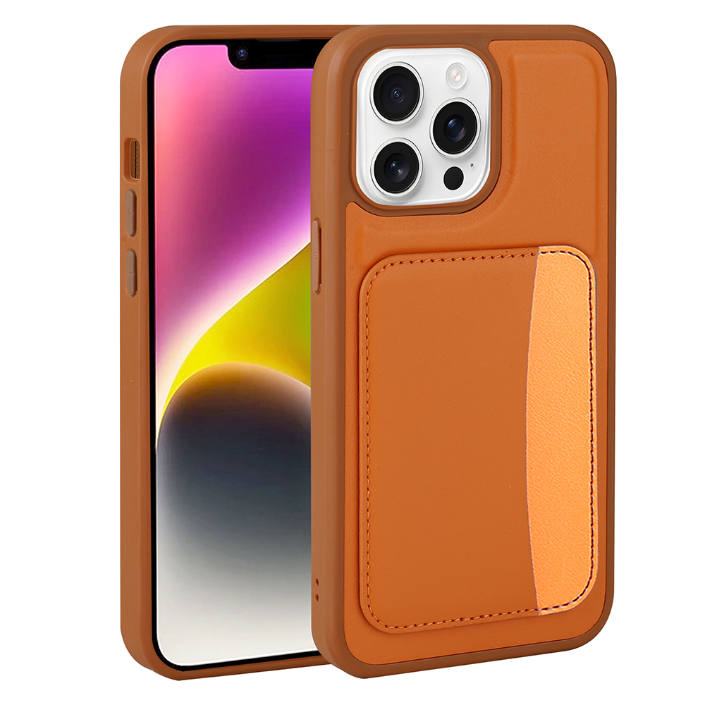 iPhone Uyumlu 16 Pro Max Kılıf Kartlıklı Zore X-Kart Silikon Kapak-Turuncu