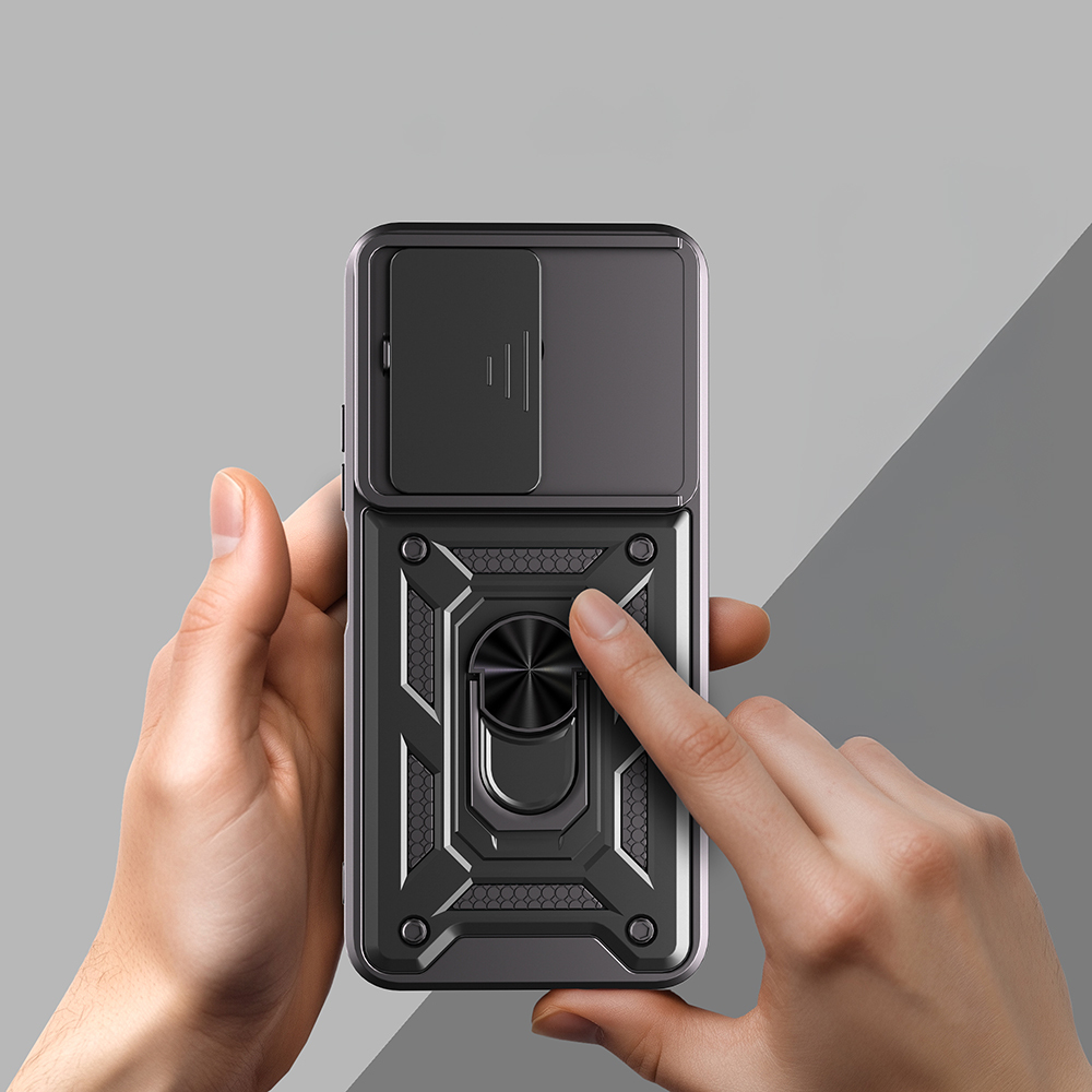 Xiaomi Uyumlu  Redmi 15C Kılıf Magnetik Standlı Kamera Korumalı Zore Sürgülü Vega Kapak