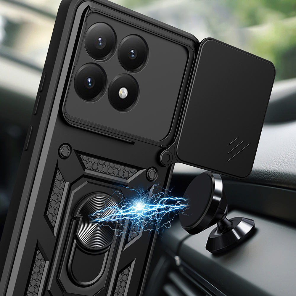 Xiaomi Uyumlu  15T Kılıf Magnetik Standlı Kamera Korumalı Zore Sürgülü Vega Kapak