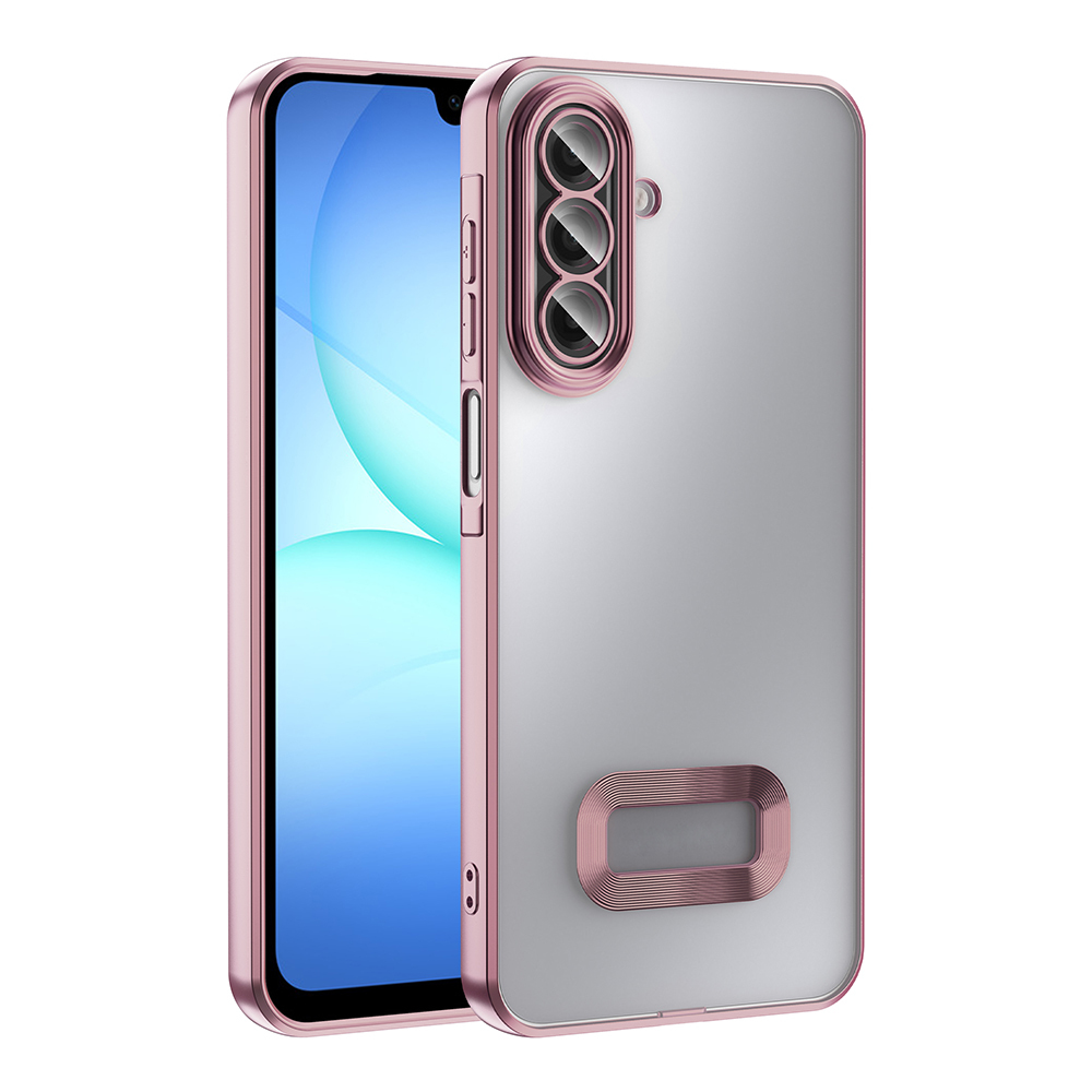 Galaxy Uyumlu A17 Kılıf Kamera Korumalı Logo Gösteren Zore Omega Kapak-Rose gold