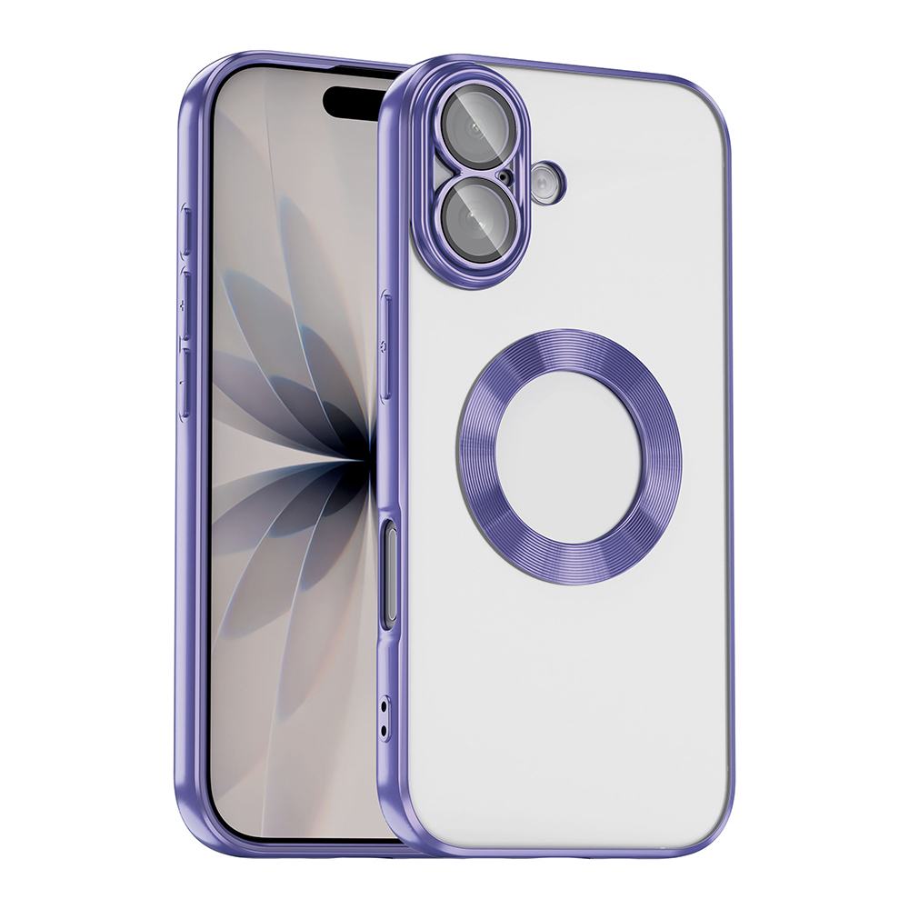 iPhone Uyumlu 17 Kılıf Kamera Korumalı Logo Gösteren Zore Omega Kapak-Lila