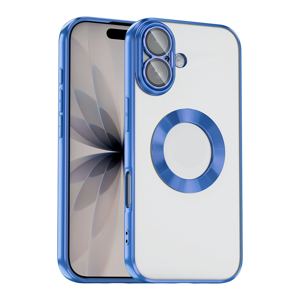 iPhone Uyumlu 17 Kılıf Kamera Korumalı Logo Gösteren Zore Omega Kapak-Mavi