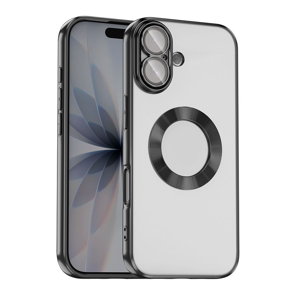 iPhone Uyumlu 17 Kılıf Kamera Korumalı Logo Gösteren Zore Omega Kapak-Siyah