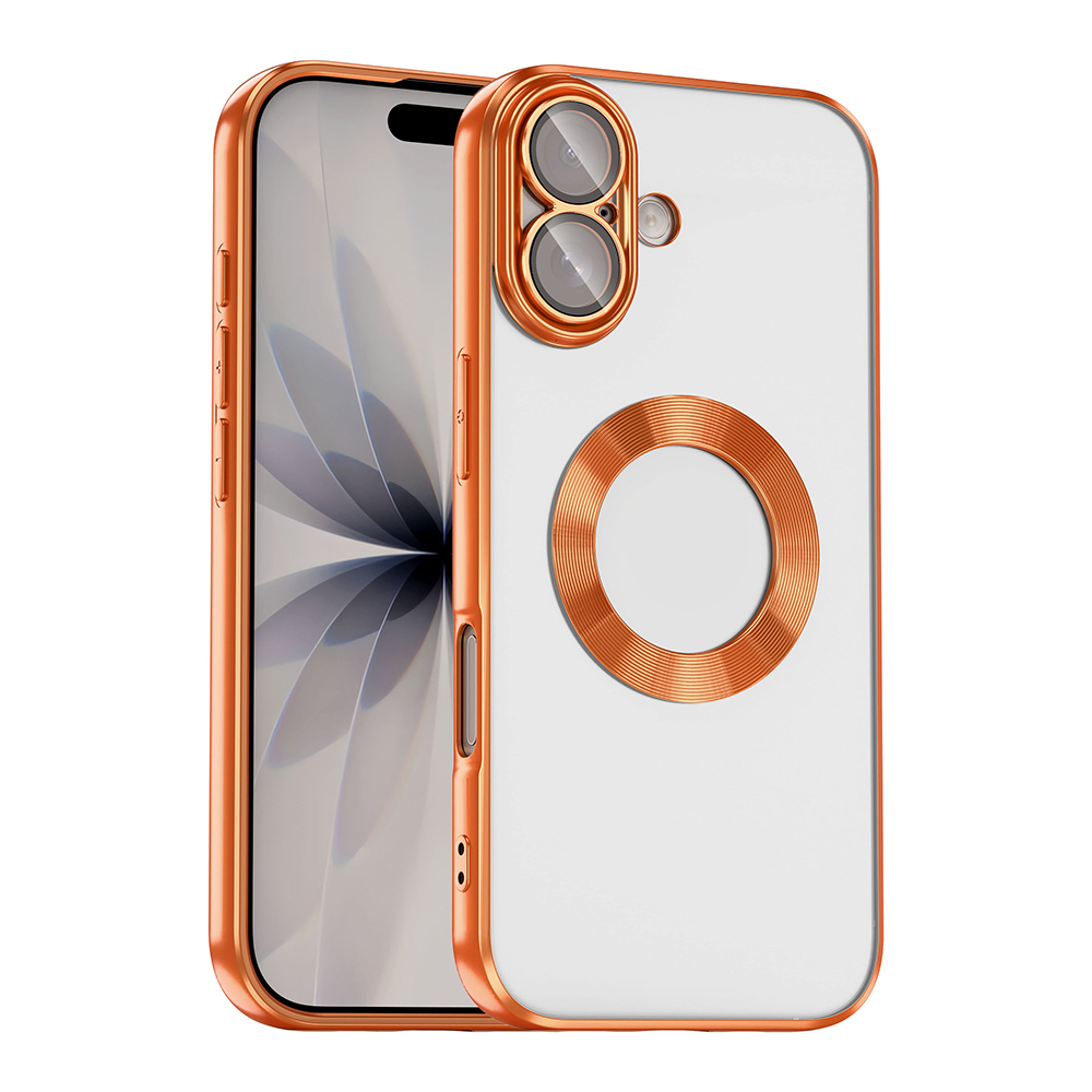 iPhone Uyumlu 17 Kılıf Kamera Korumalı Logo Gösteren Zore Omega Kapak-Turuncu