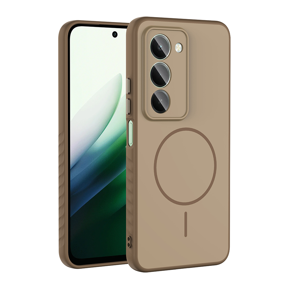 Xiaomi Uyumlu  Redmi 15 Kılıf M-safe Şarj Özellikli Zore Tea Kapak-Gold