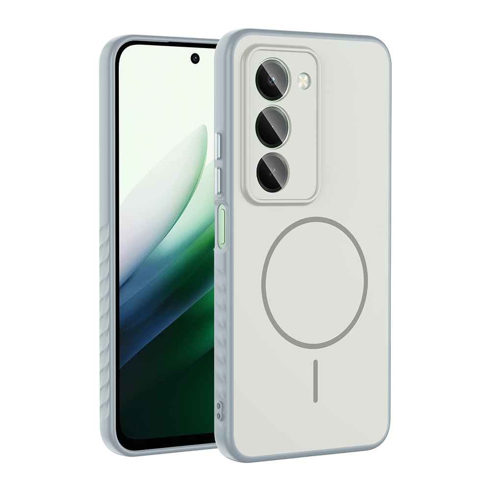 Xiaomi Uyumlu  Redmi 15 Kılıf M-safe Şarj Özellikli Zore Tea Kapak-Gümüş