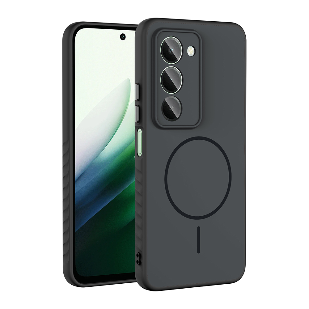 Xiaomi Uyumlu  Redmi 15 Kılıf M-safe Şarj Özellikli Zore Tea Kapak-Siyah