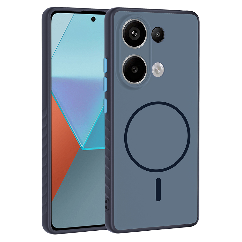 Xiaomi Uyumlu  Redmi Note 13 Pro 4G Kılıf M-safe Şarj Özellikli Zore Tea Kapak-Lacivert