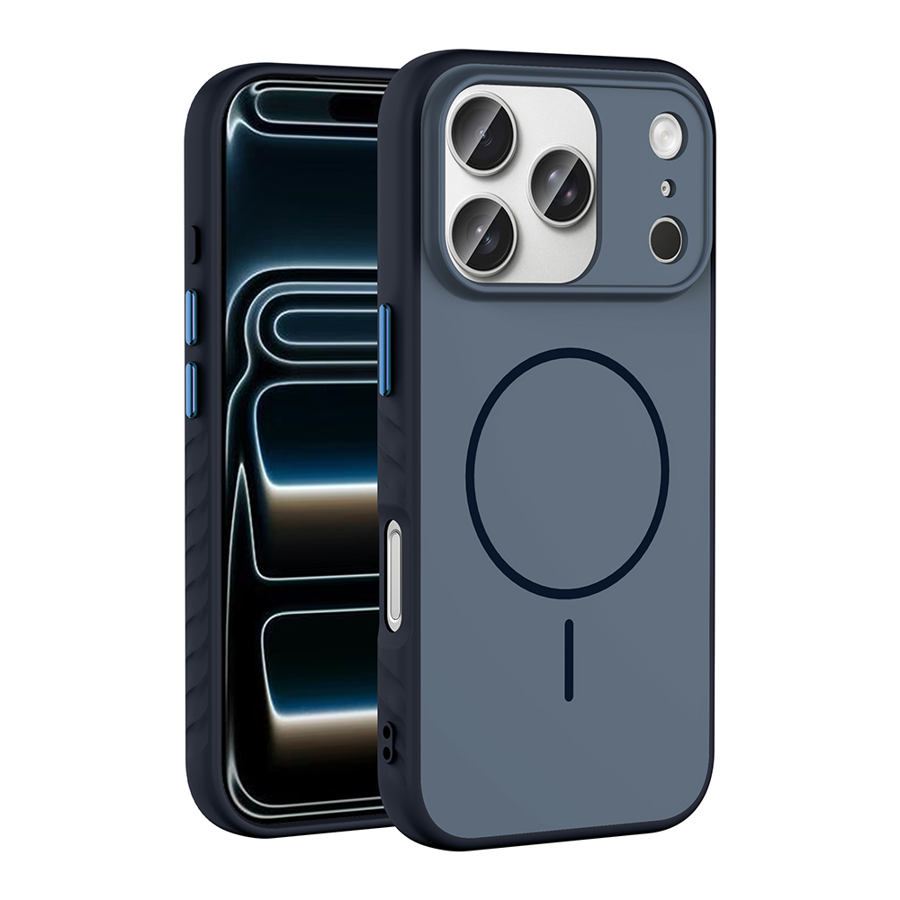iPhone Uyumlu 17 Pro Kılıf M-safe Şarj Özellikli Zore Tea Kapak-Lacivert