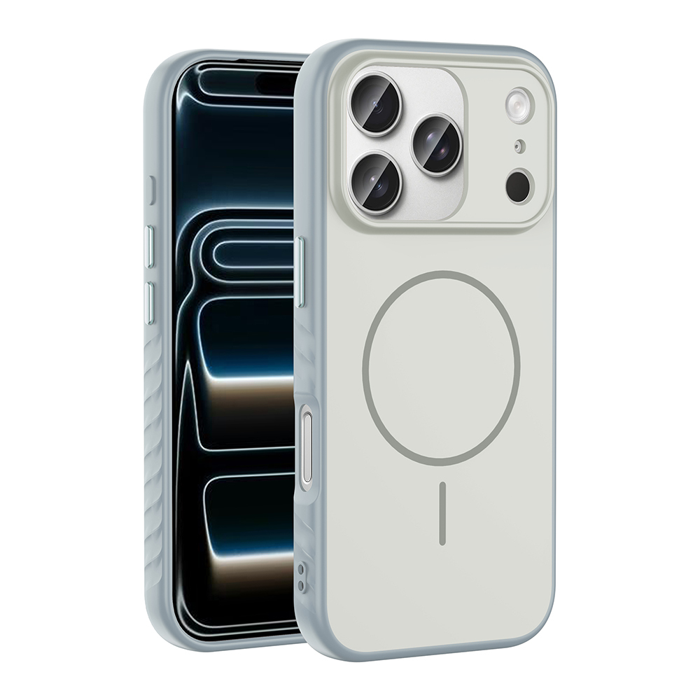 iPhone Uyumlu 17 Pro Max Kılıf M-safe Şarj Özellikli Zore Tea Kapak-Gümüş