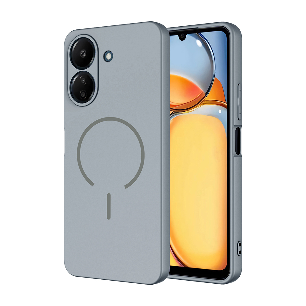 Xiaomi Uyumlu  Redmi 13C Kılıf M-safe Şarj Özellikli Zore Meta Kapak-Titanyum-gri