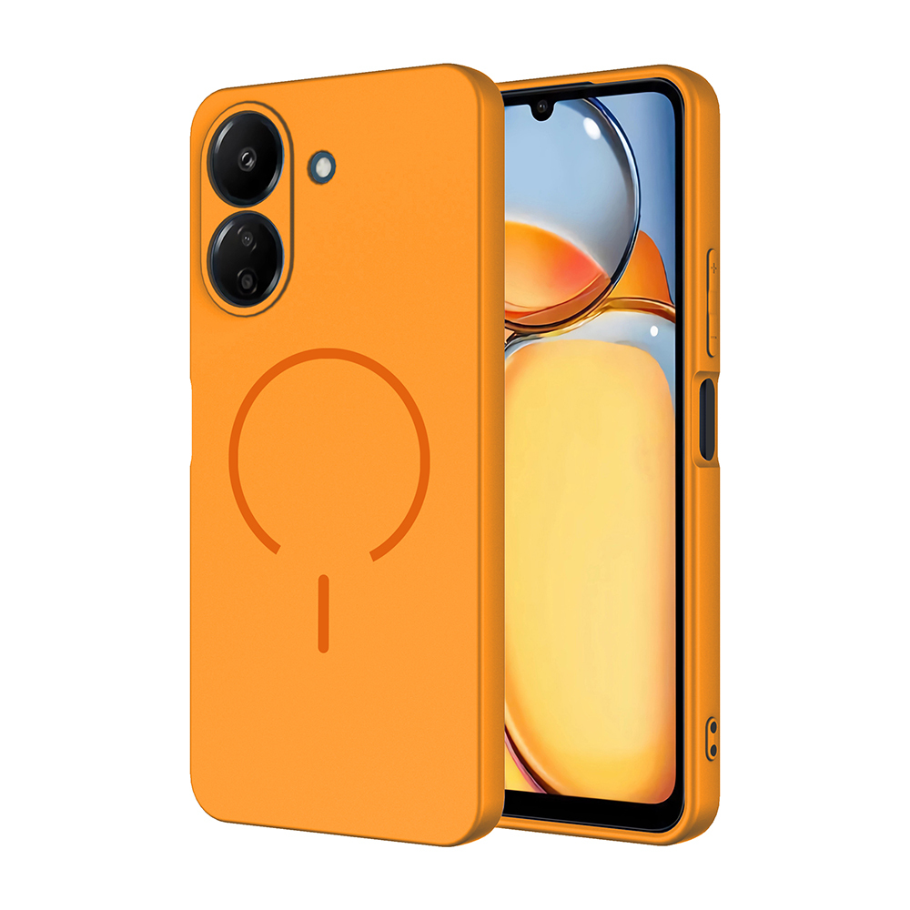 Xiaomi Uyumlu  Redmi 13C Kılıf M-safe Şarj Özellikli Zore Meta Kapak-Turuncu