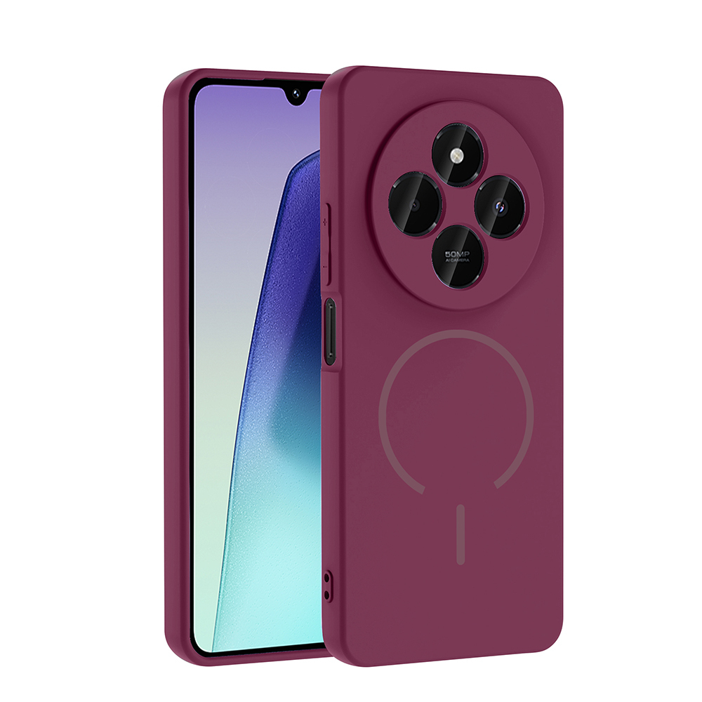 Xiaomi Uyumlu  Redmi 14C 4G Kılıf M-safe Şarj Özellikli Zore Meta Kapak-Mürdüm