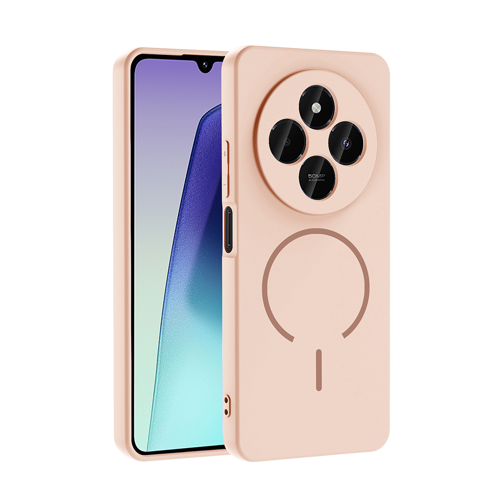 Xiaomi Uyumlu  Redmi 14C 4G Kılıf M-safe Şarj Özellikli Zore Meta Kapak-Rose pembe