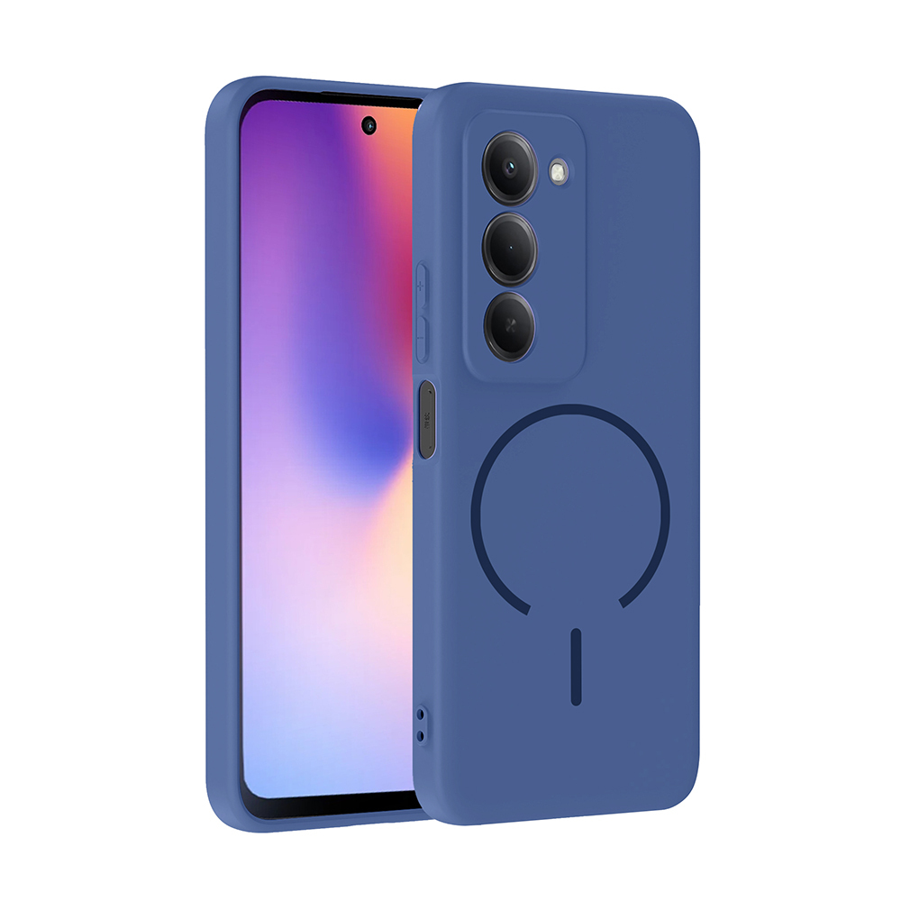 Xiaomi Uyumlu  Redmi 15 Kılıf M-safe Şarj Özellikli Zore Meta Kapak-Lacivert