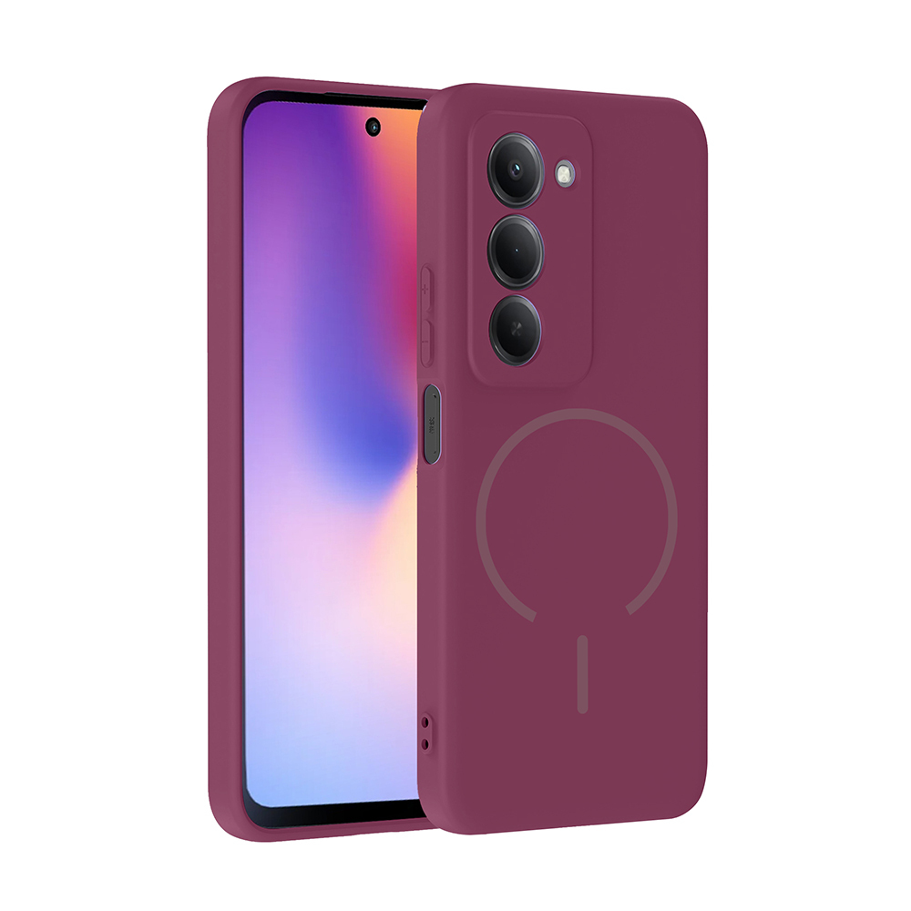 Xiaomi Uyumlu  Redmi 15 Kılıf M-safe Şarj Özellikli Zore Meta Kapak-Mürdüm