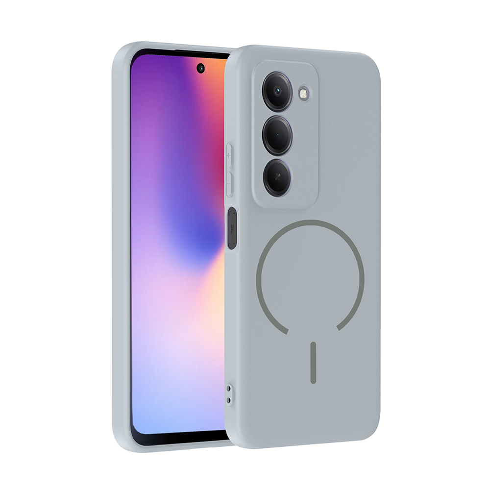 Xiaomi Uyumlu  Redmi 15 Kılıf M-safe Şarj Özellikli Zore Meta Kapak-Titanyum-gri