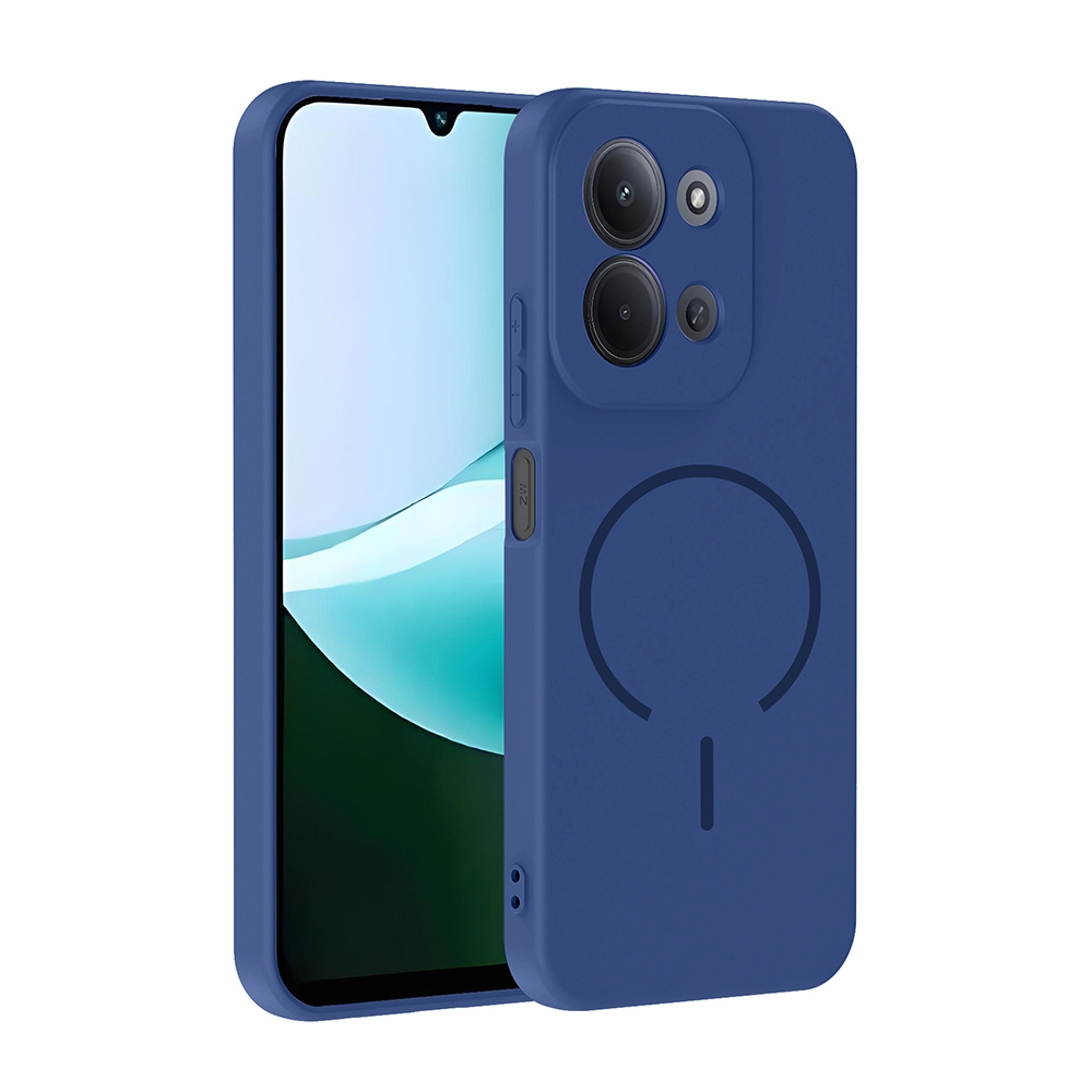 Xiaomi Uyumlu  Redmi 15C Kılıf M-safe Şarj Özellikli Zore Meta Kapak-Lacivert